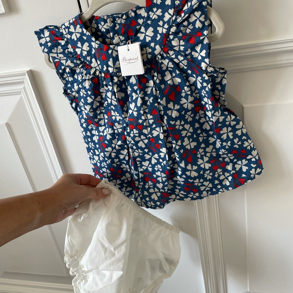 Bonpoint NEW red white blue girl set size 12 mo
